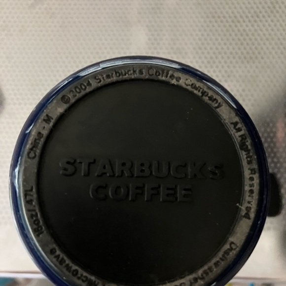 2004 STARBUCKS COFFEE SPARKLING BLUE TUMBLER/TRAVEL MUG 16 oz. - Picture 7 of 7